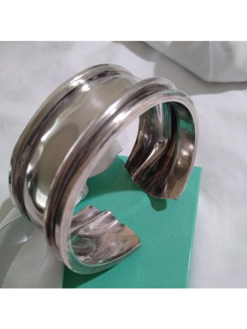 Artisan made Sterling Silver Gathered Cuff Bracelet